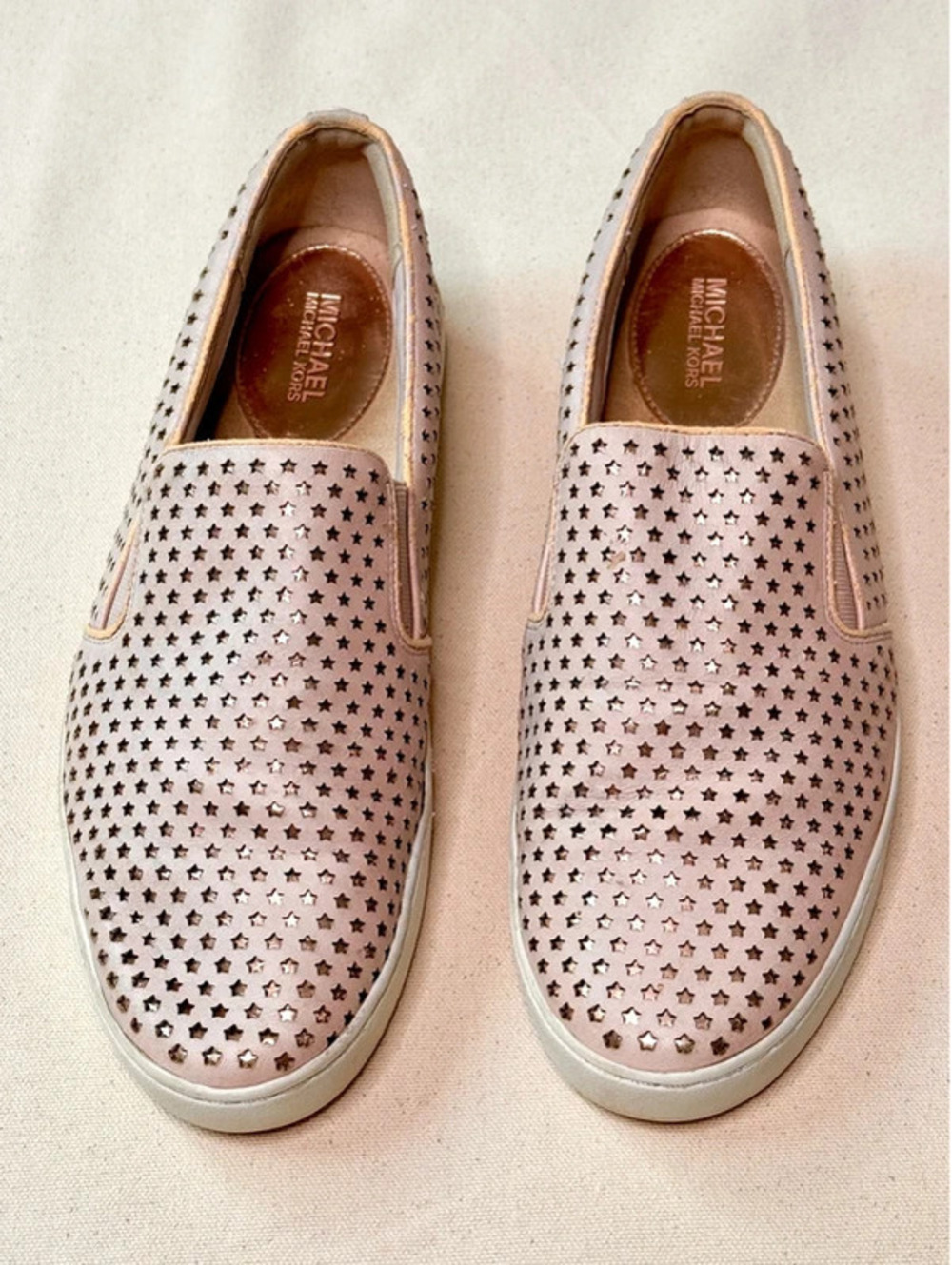 Michael Michael Kors Keaton Slip On Sneakers Blush Pink Star Leather Size 10